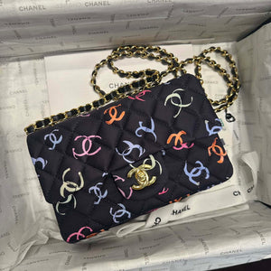 Chanel AS1116 Printed Fabric & Gold Metal Black & Multicolour - Default Title - View 2