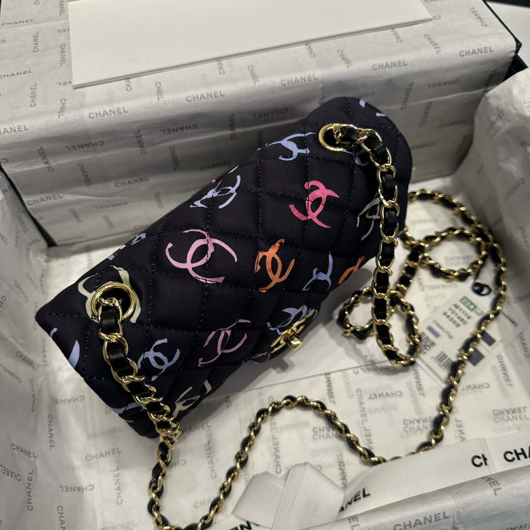 Chanel AS1116 Printed Fabric & Gold Metal Black & Multicolour - Default Title - View 3