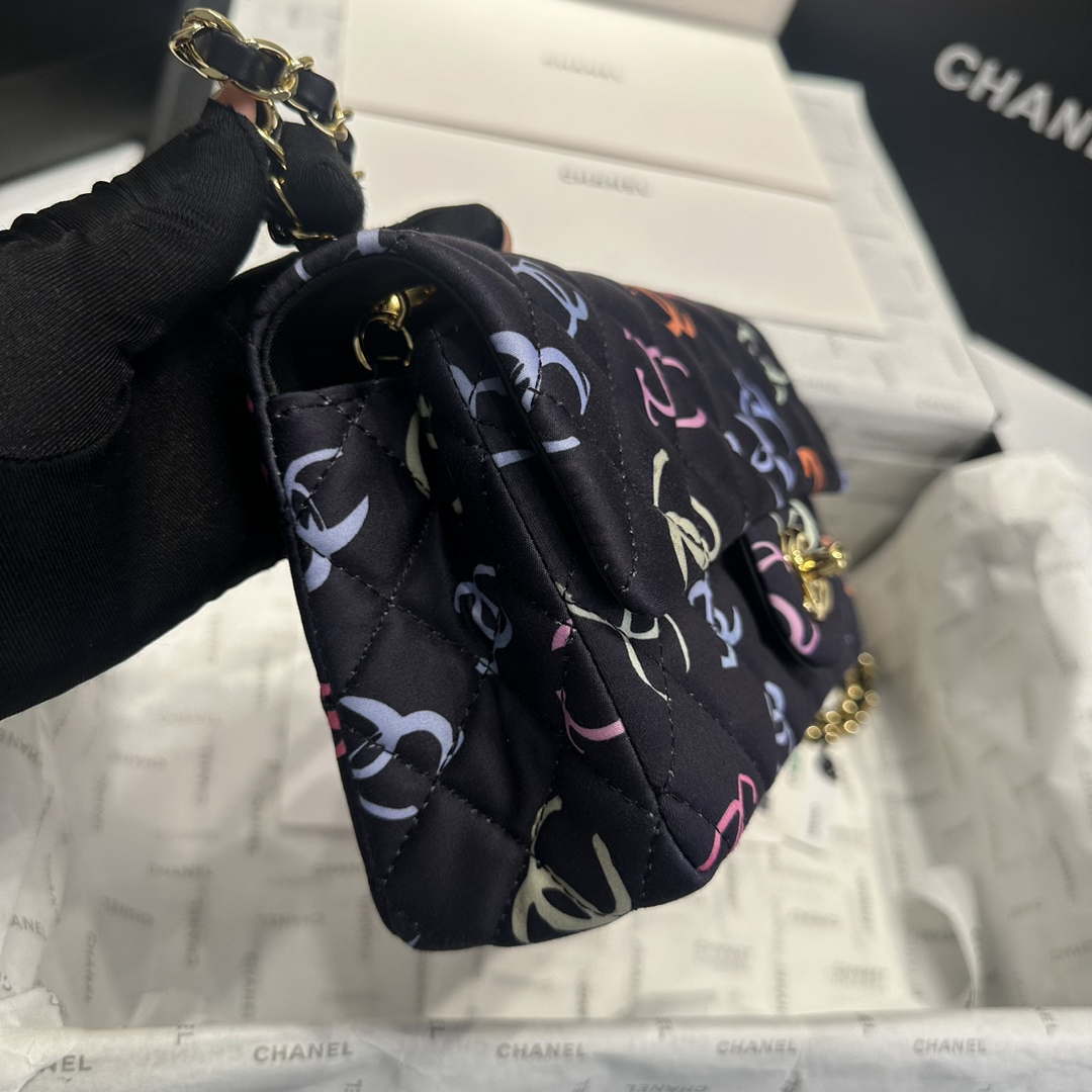 Chanel AS1116 Printed Fabric & Gold Metal Black & Multicolour - Default Title - View 4