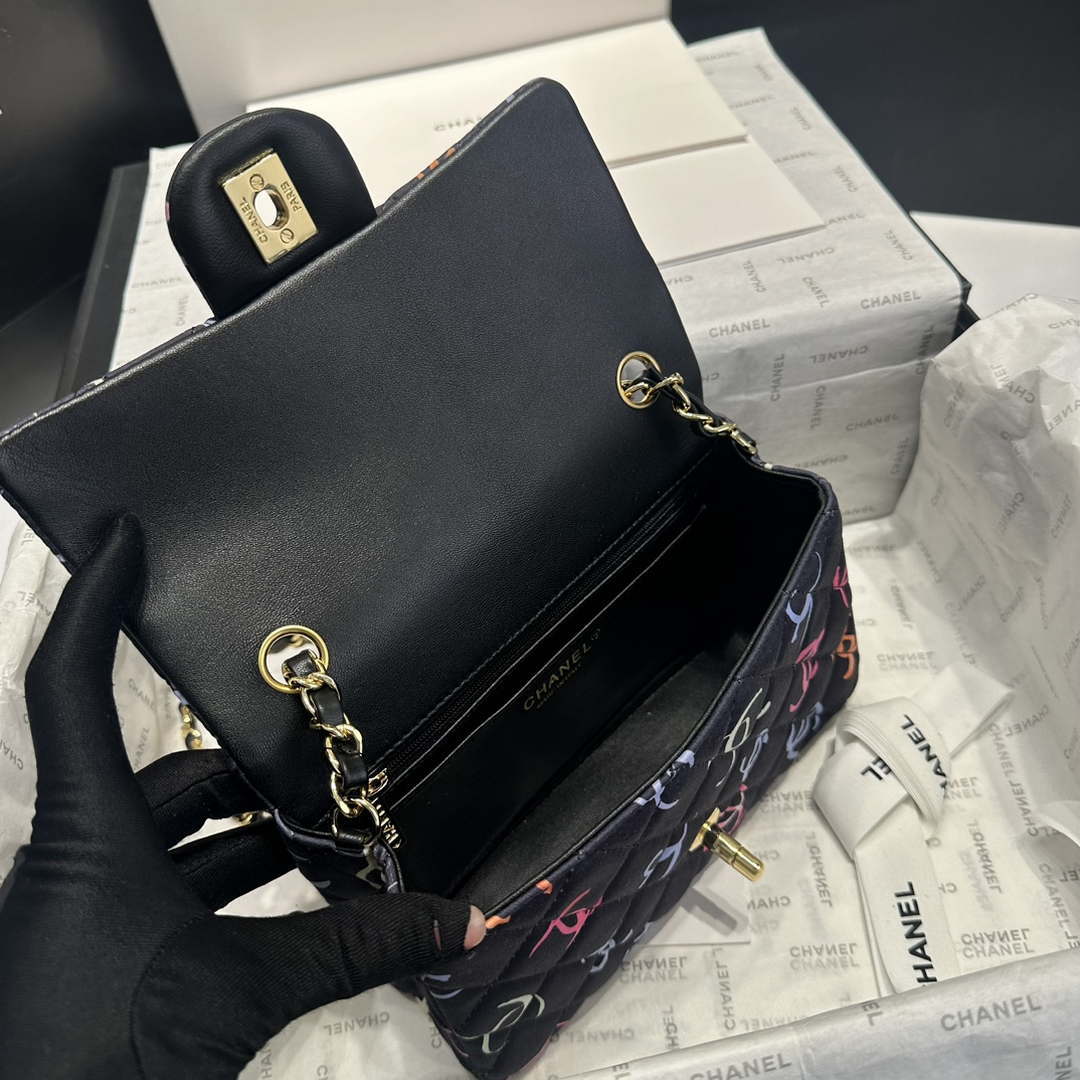Chanel AS1116 Printed Fabric & Gold Metal Black & Multicolour - Default Title - View 7