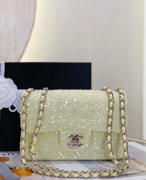 Chanel AS1116 Samll Flap sequin bag sparkling bingbing 20cm Beige - Default Title - View 1