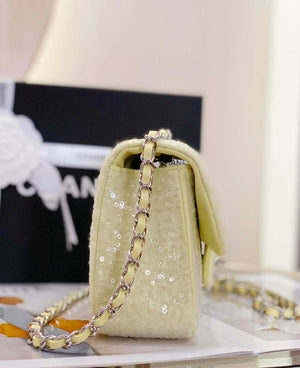Chanel AS1116 Samll Flap sequin bag sparkling bingbing 20cm Beige - Default Title - View 5
