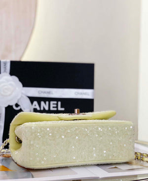 Chanel AS1116 Samll Flap sequin bag sparkling bingbing 20cm Beige - Default Title - View 6