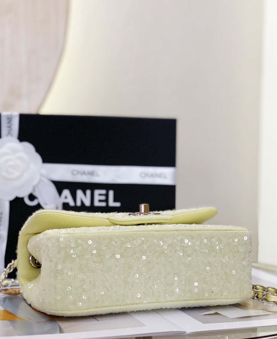 Chanel AS1116 Samll Flap sequin bag sparkling bingbing 20cm Beige