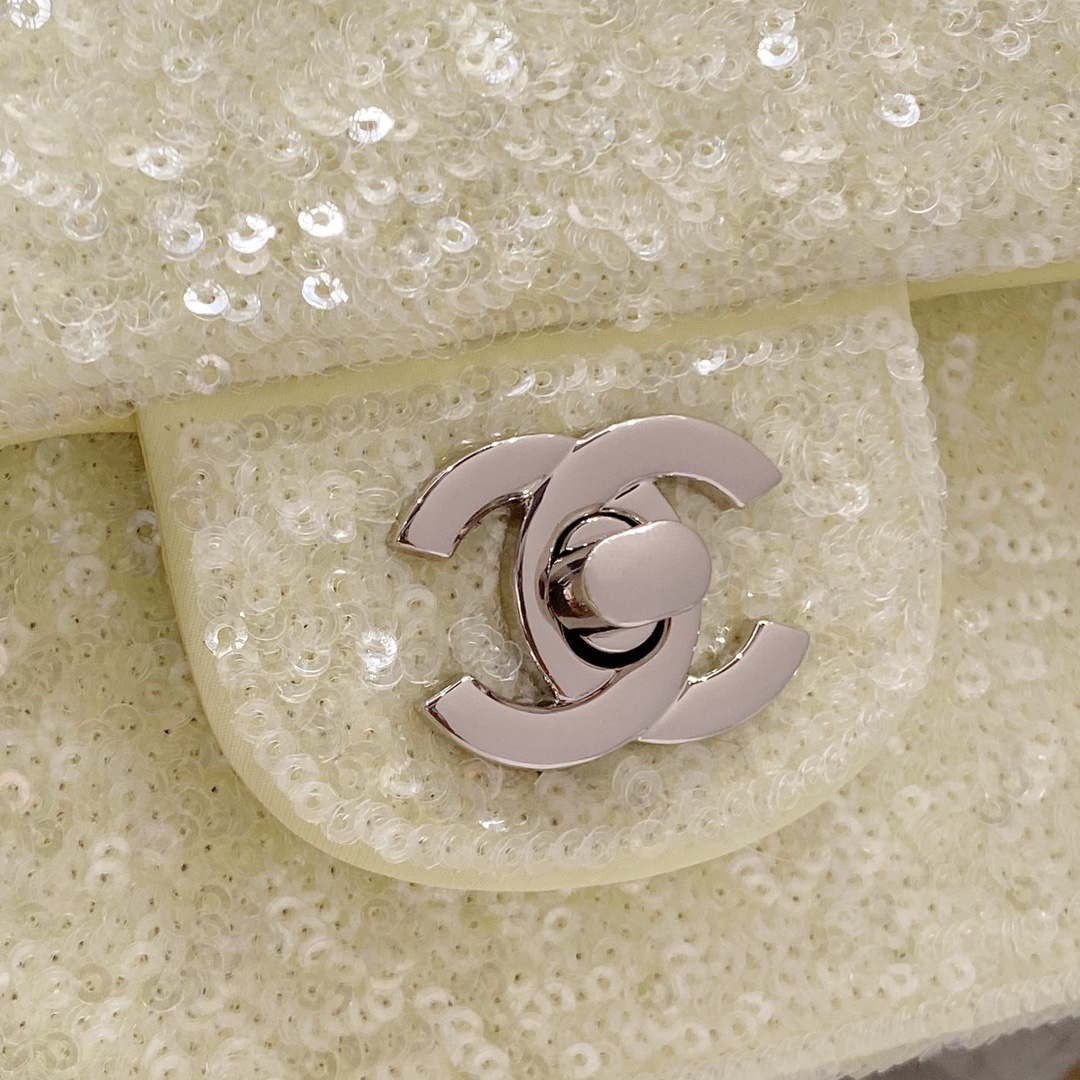 Chanel AS1116 Samll Flap sequin bag sparkling bingbing 20cm Beige - Default Title - View 8