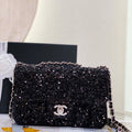 Chanel AS1116 Samll Flap sequin bag sparkling bingbing 20cm Black - Default Title - View 1