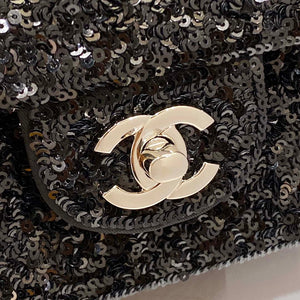 Chanel AS1116 Samll Flap sequin bag sparkling bingbing 20cm Black - Default Title - View 8