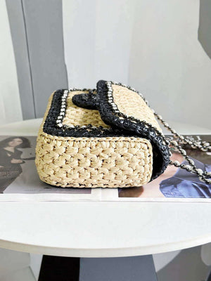 Chanel AS1116 Small Flap bag Raffia A69900 Beige & Black - Default Title - View 5