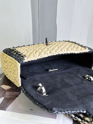 Chanel AS1116 Small Flap bag Raffia A69900 Beige & Black - Default Title - View 6