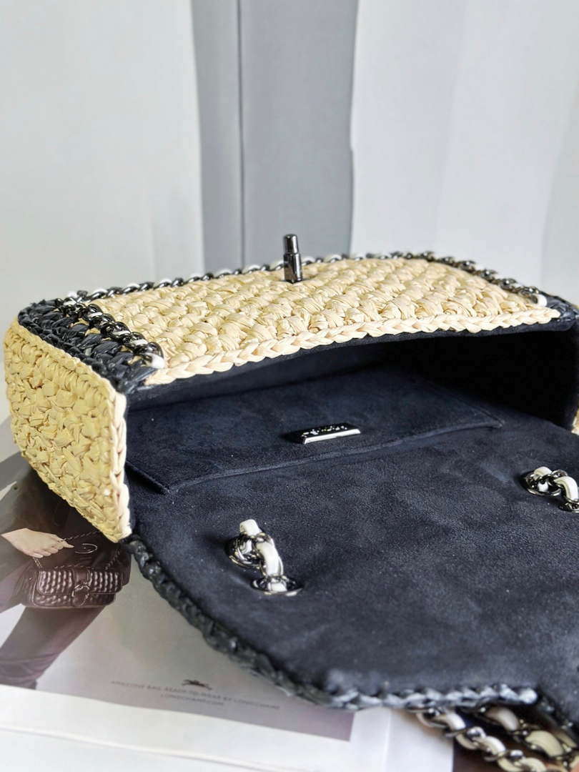 Chanel AS1116 Small Flap bag Raffia A69900 Beige & Black - Default Title - View 6
