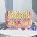 Chanel AS1116 Small Flap bag Raffia A69900 Beige & Pink - Default Title - View 1