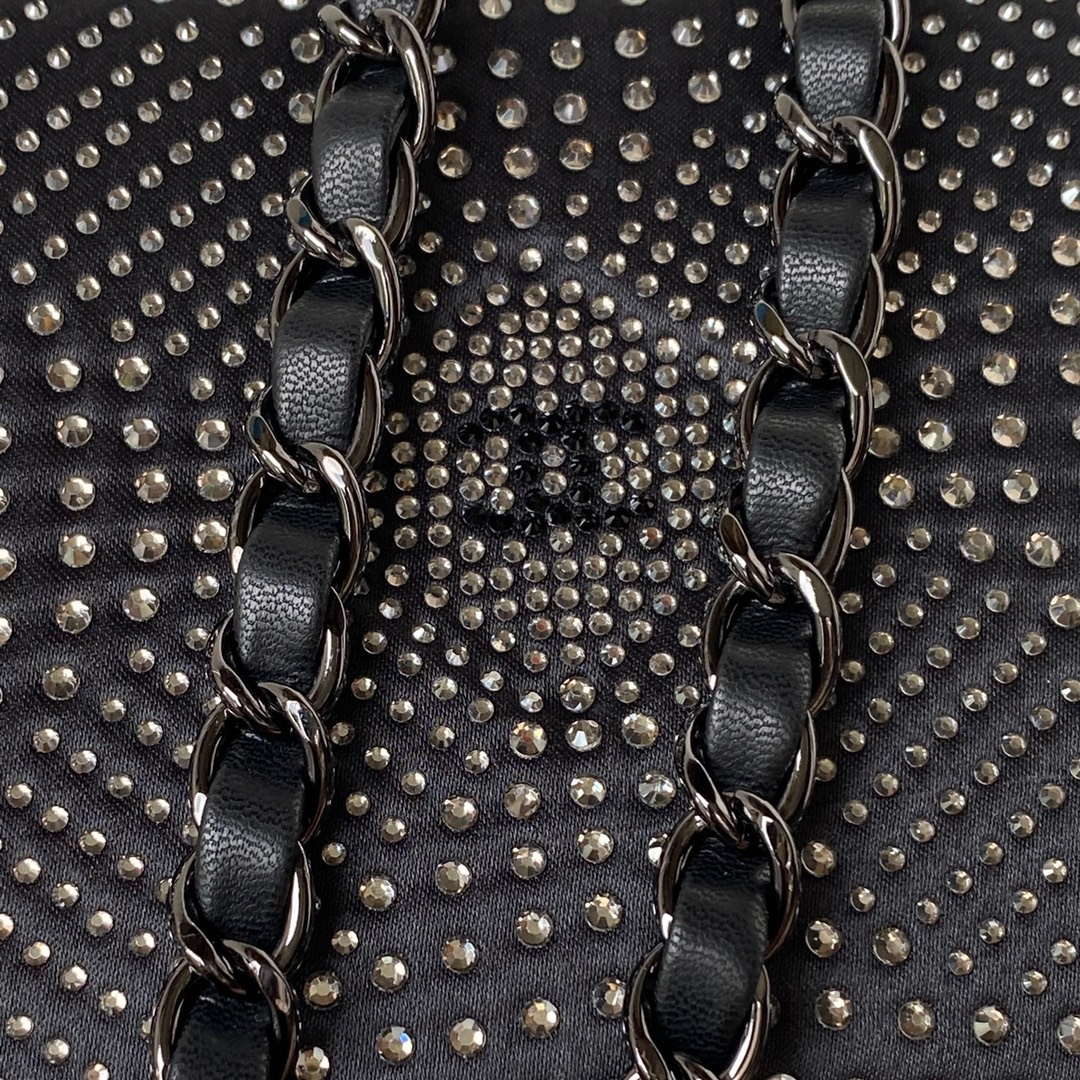 Chanel AS1116 Small Flap bag Velvet Crystal Pearl A69900 Black