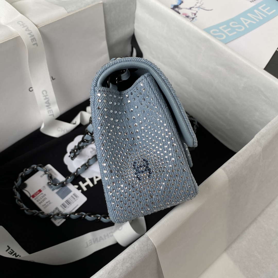 Chanel AS1116 Small Flap bag Velvet Crystal Pearl A69900 Blue - Default Title - View 6