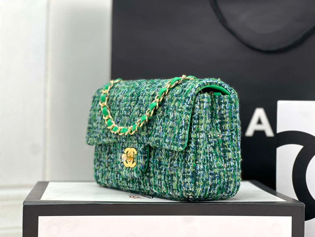 Chanel AS1116 Small Flap bag Woolen A69900 Green