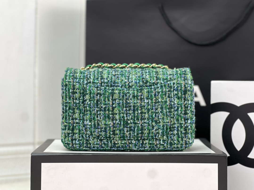 Chanel AS1116 Small Flap bag Woolen A69900 Green