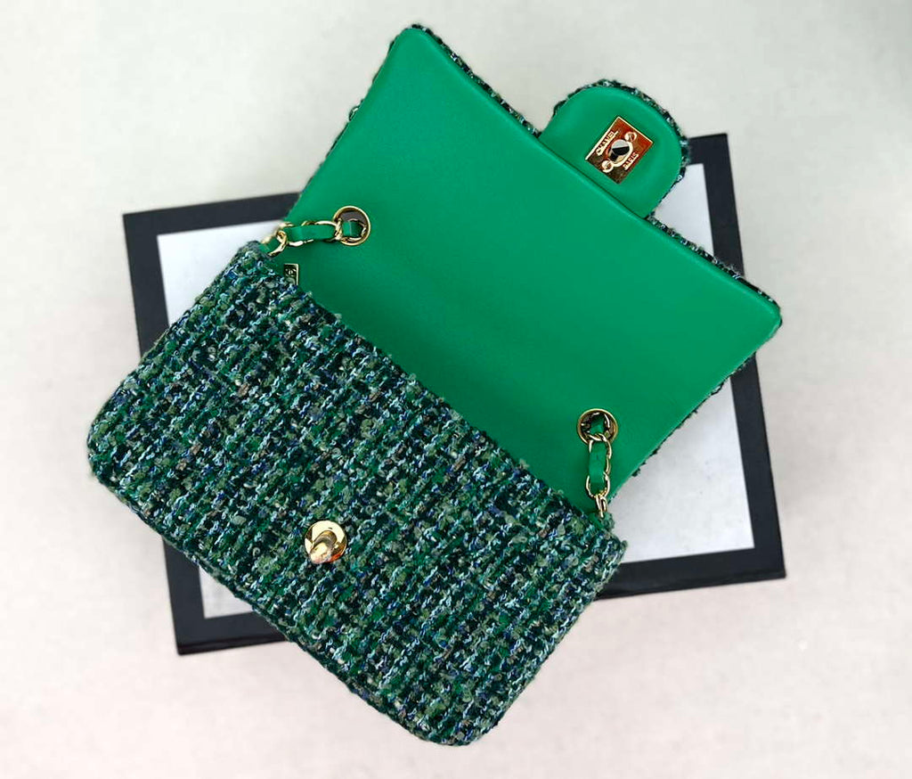 Chanel AS1116 Small Flap bag Woolen A69900 Green