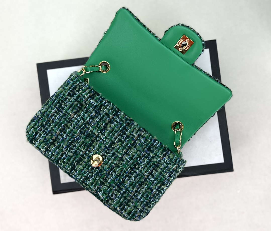 Chanel AS1116 Small Flap bag Woolen A69900 Green - Default Title - View 6