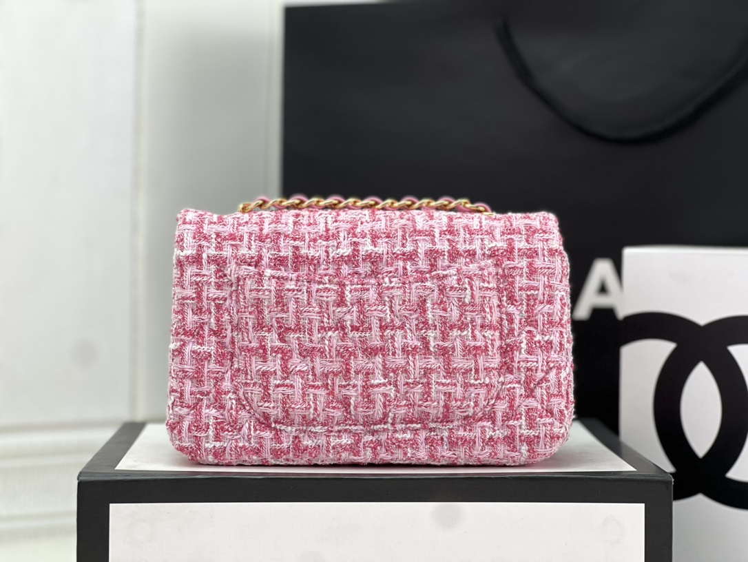 Chanel AS1116 Small Flap bag Woolen A69900 Pink - Default Title - View 3