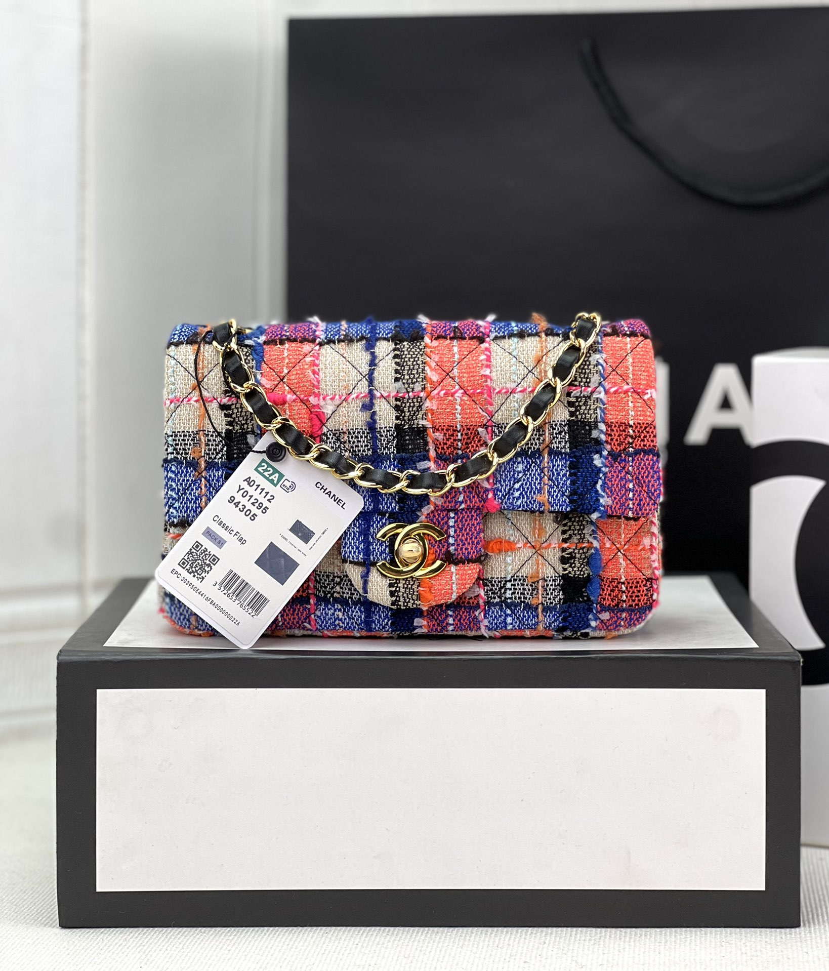 Chanel AS1116 Small Flap bag Woolen A69900 Pink & Blue - Default Title - View 1