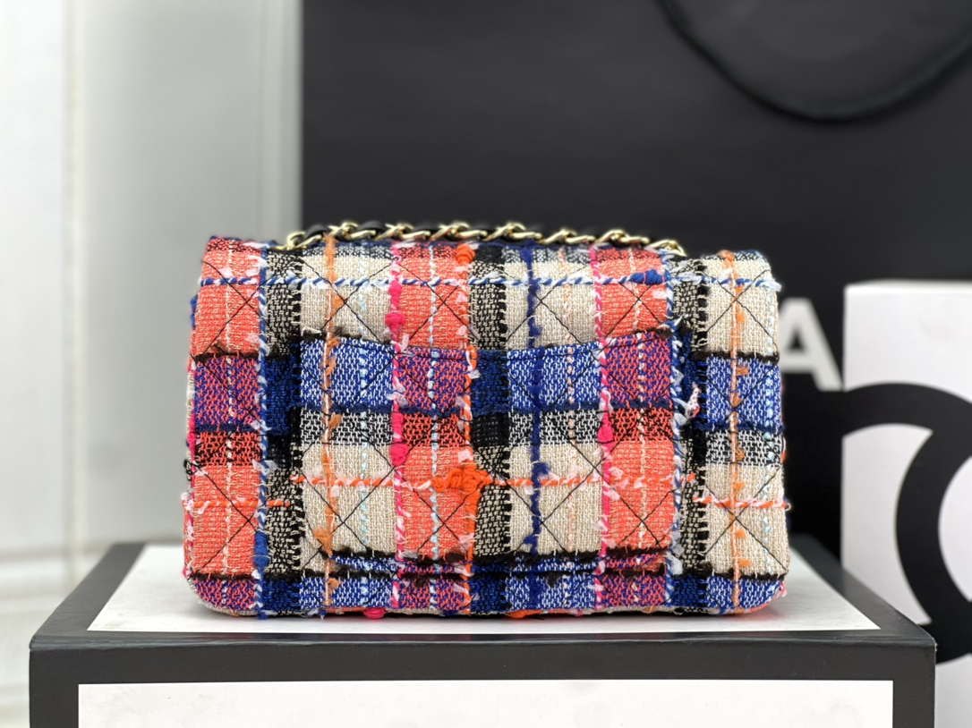 Chanel AS1116 Small Flap bag Woolen A69900 Pink & Blue - Default Title - View 3