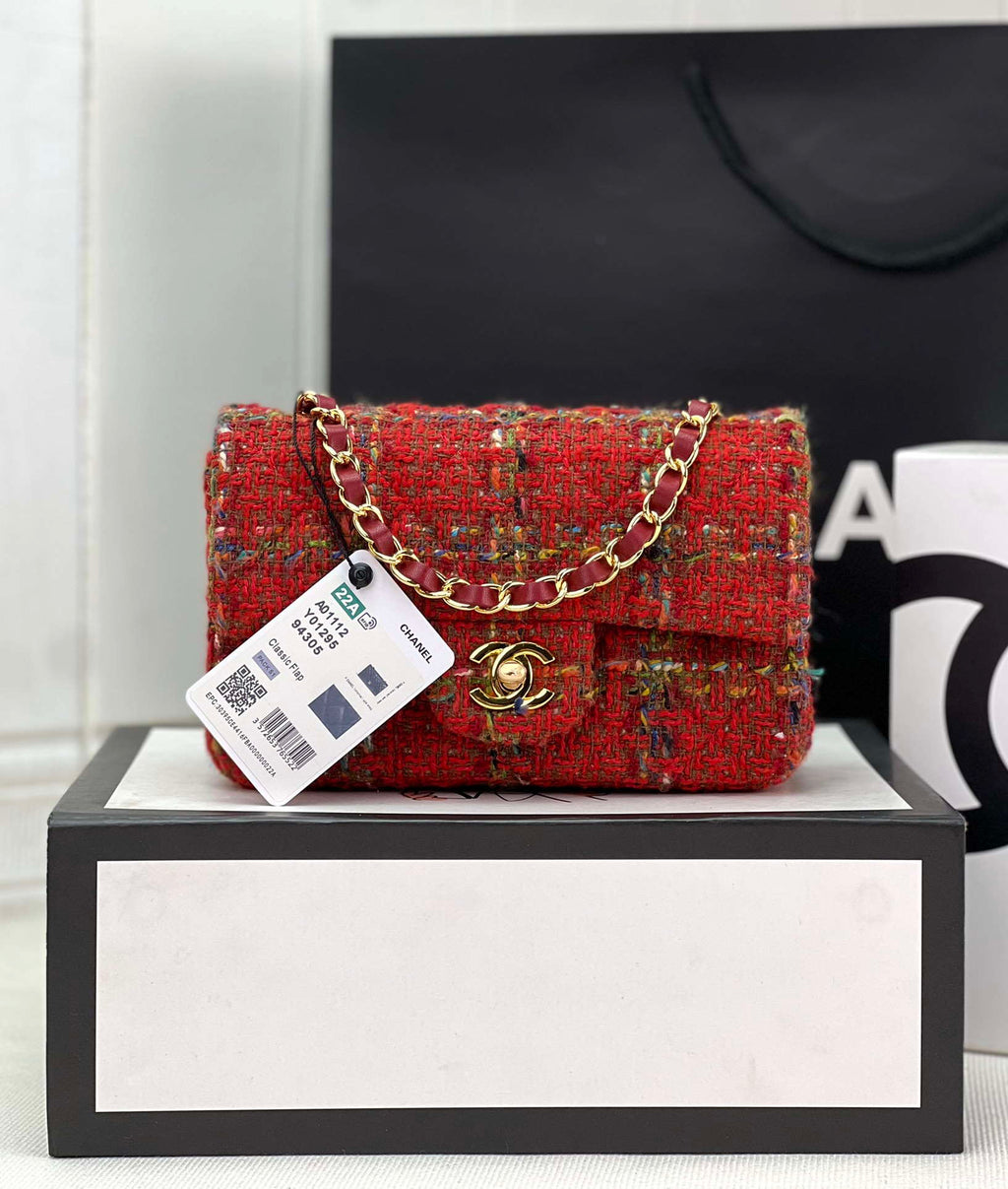 Chanel AS1116 Small Flap bag Woolen A69900 Red