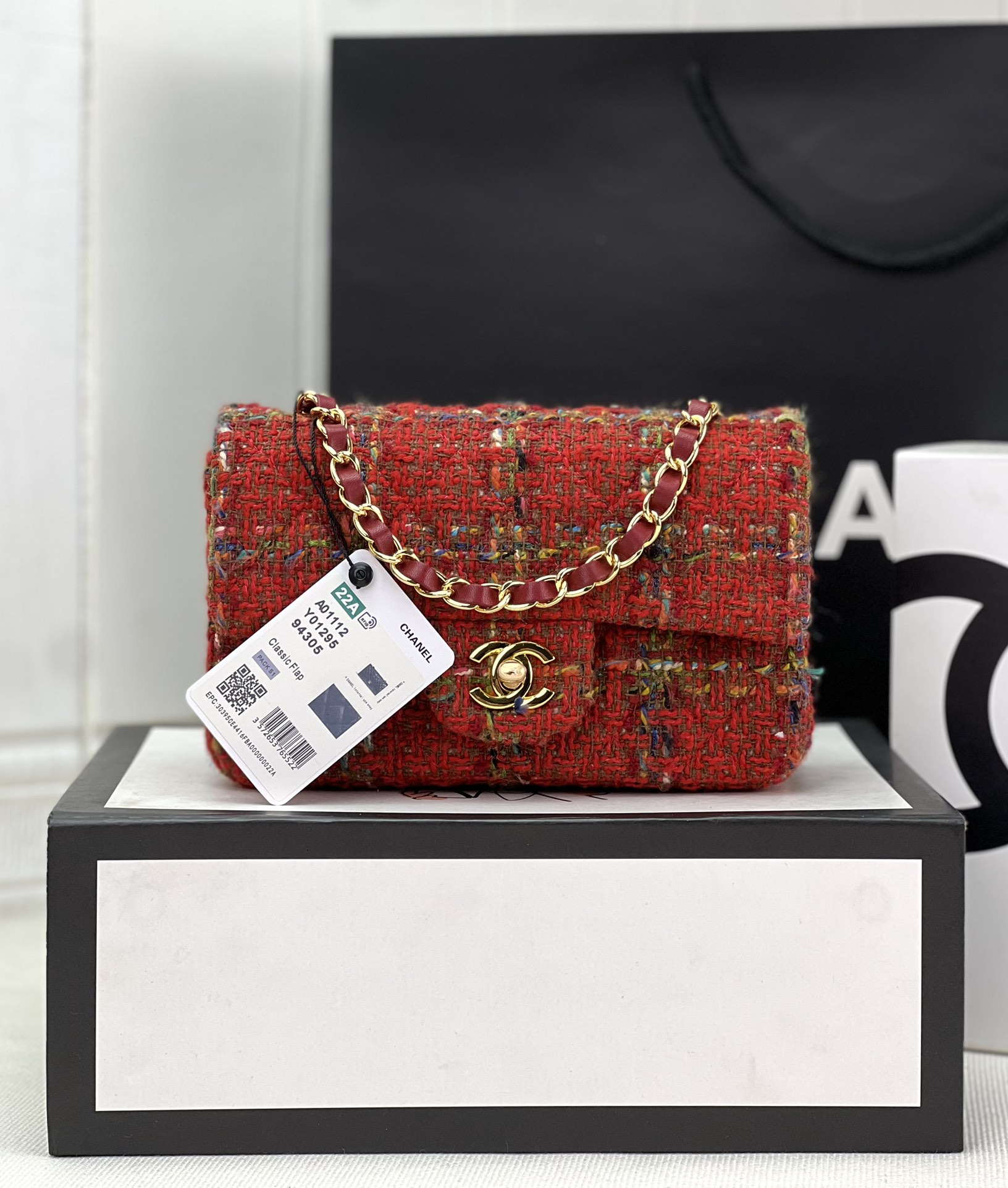Chanel AS1116 Small Flap bag Woolen A69900 Red - Default Title - View 1