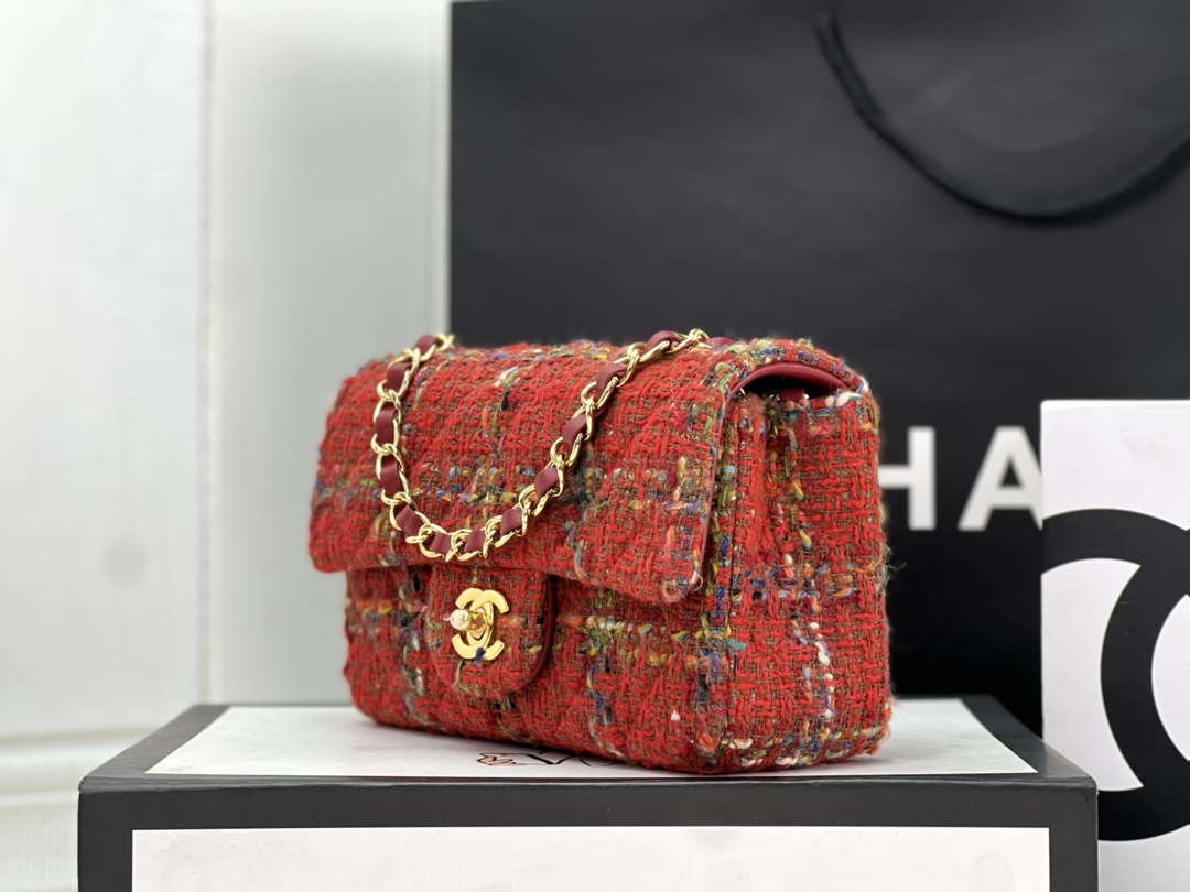 Chanel AS1116 Small Flap bag Woolen A69900 Red