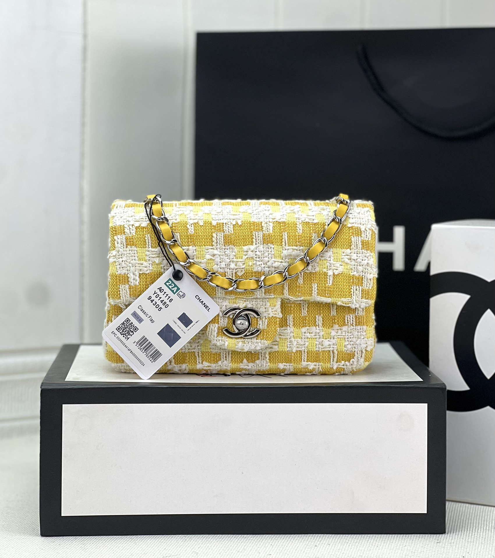 Chanel AS1116 Small Flap bag Woolen A69900 Yellow - Default Title - View 1
