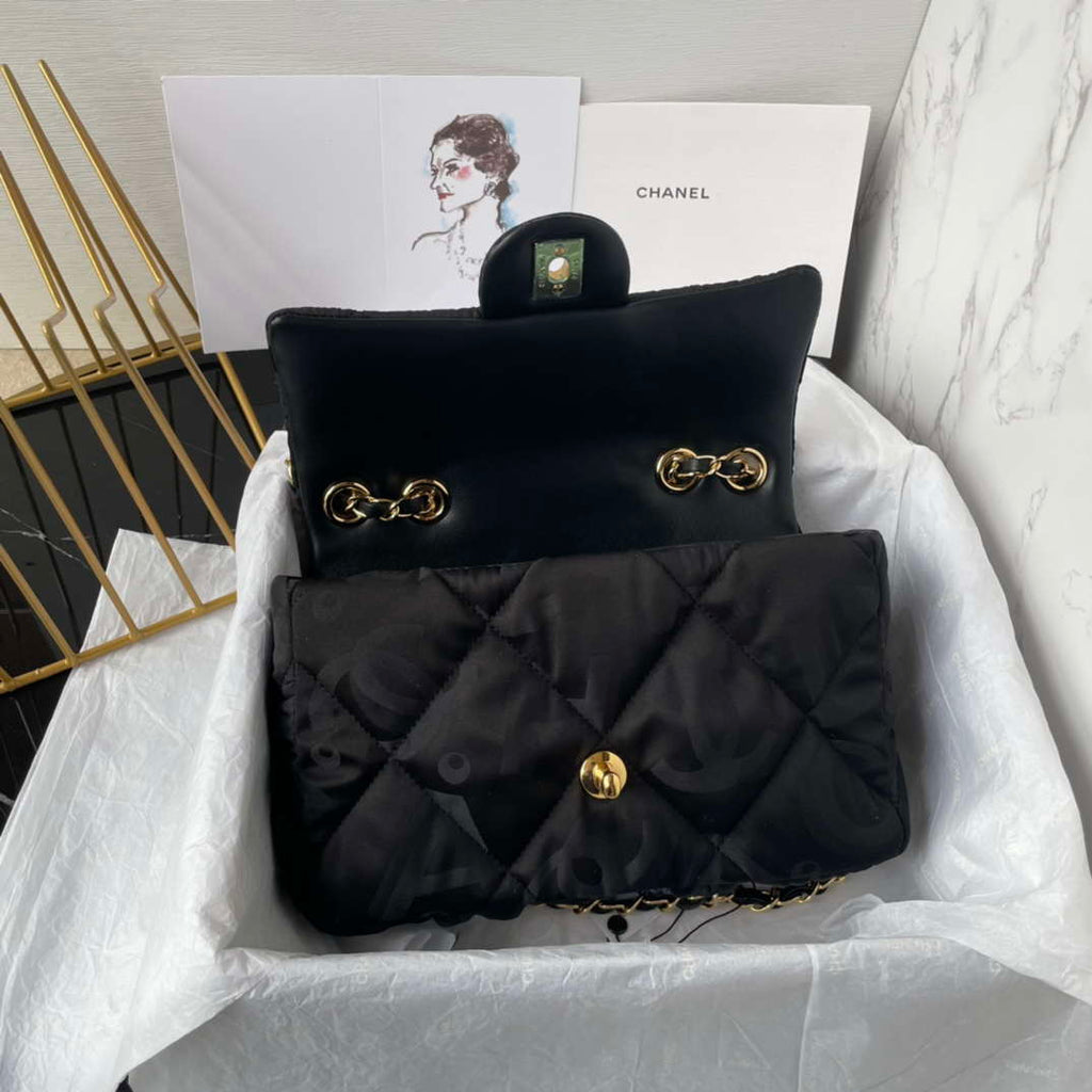 Chanel AS1118 Flap bag Satin fabric Black