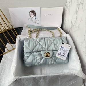 Chanel AS1118 Flap bag Satin fabric Light blue - Default Title - View 1