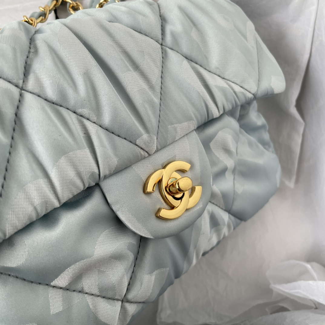 Chanel AS1118 Flap bag Satin fabric Light blue - Default Title - View 5