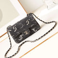 Chanel AS1119 Small Flap Classic Handbag Black Denim beaded sequin bag - Default Title - View 1