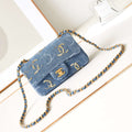 Chanel AS1119 Small Flap Classic Handbag Blue Denim beaded sequin bag - Default Title - View 1