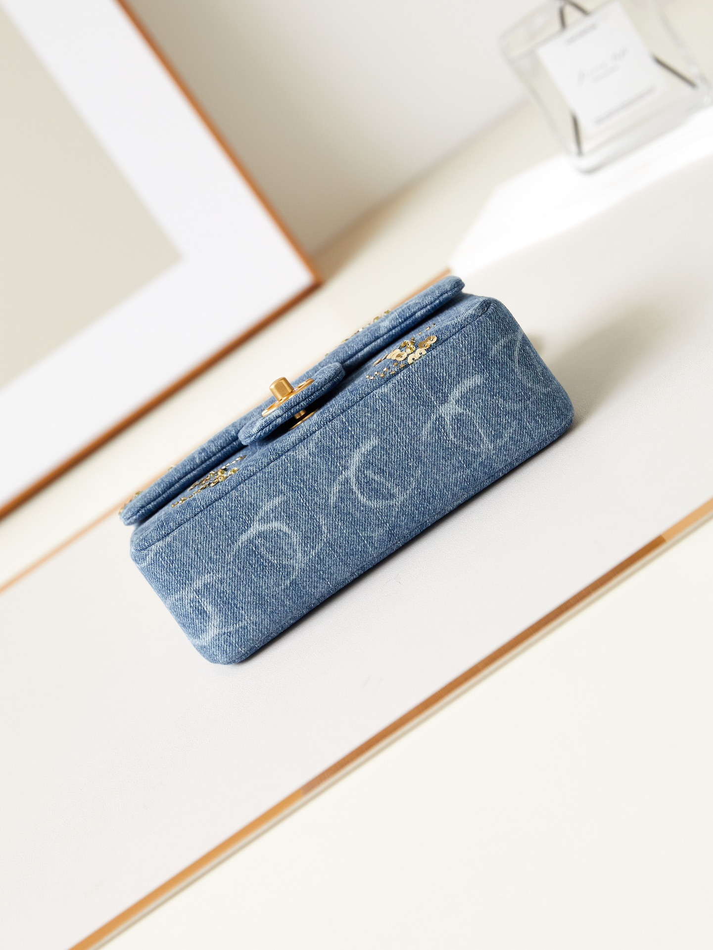 Chanel AS1119 Small Flap Classic Handbag Blue Denim beaded sequin bag - Default Title - View 6