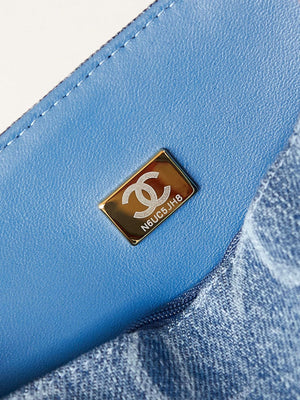 Chanel AS1119 Small Flap Classic Handbag Blue Denim beaded sequin bag - Default Title - View 9