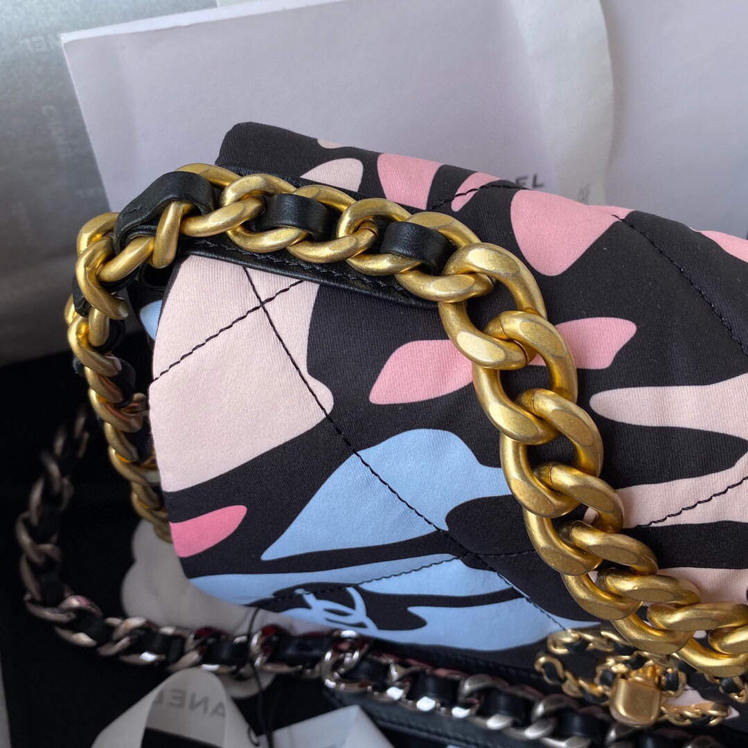 Chanel As1160 Chanel 19 Handbag Flap Colorful Print Vintage gold