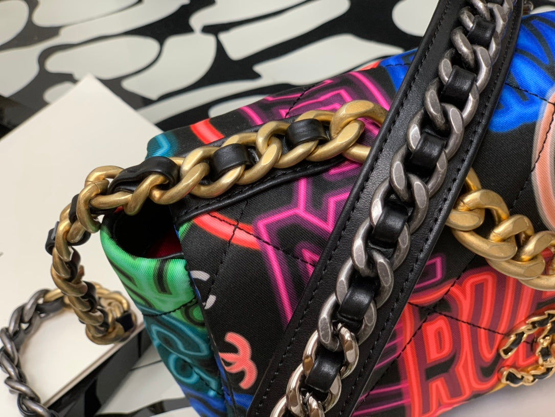 Chanel As1160 Chanel 19 Handbag Flap Graffiti Print Vintage multicolor gold - Default Title - View 5