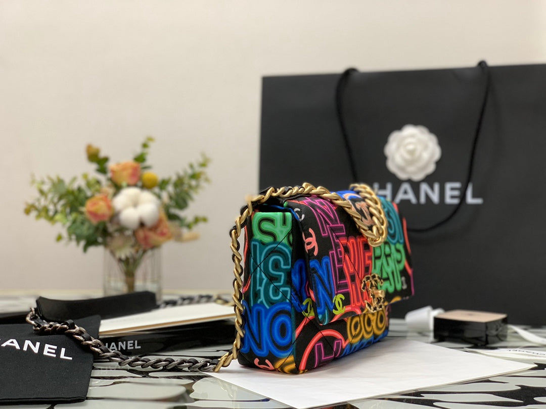 Chanel As1160 Chanel 19 Handbag Flap Graffiti Print Vintage multicolor gold - Default Title - View 7