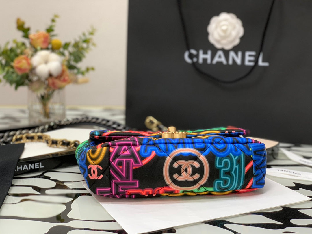 Chanel As1160 Chanel 19 Handbag Flap Graffiti Print Vintage multicolor gold - Default Title - View 9