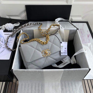 Chanel As1160 Chanel 19 Handbag Flap Lambskin B04852 94305 Grey - Default Title - View 1