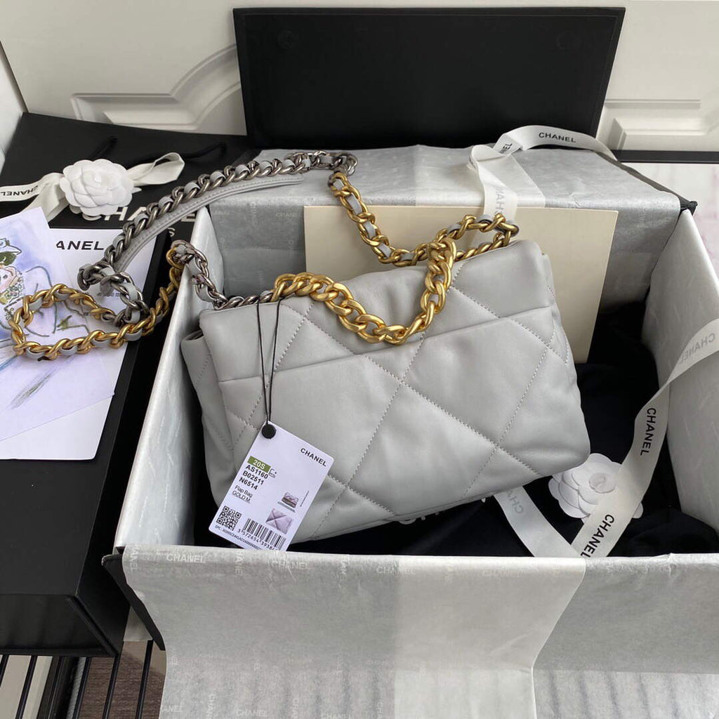 Chanel As1160 Chanel 19 Handbag Flap Lambskin B04852 94305 Grey