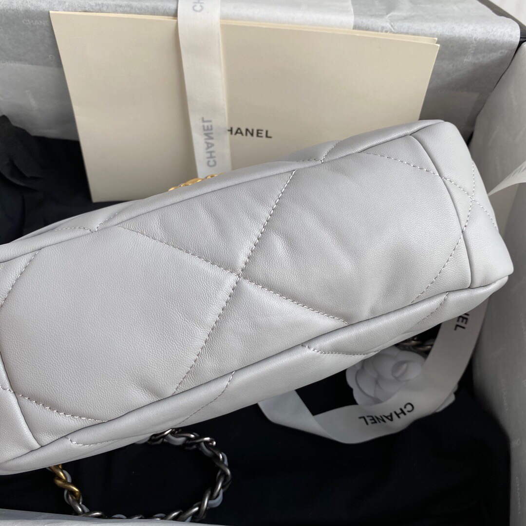 Chanel As1160 Chanel 19 Handbag Flap Lambskin B04852 94305 Grey - Default Title - View 5