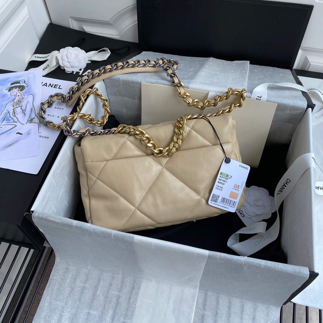 Chanel As1160 Chanel 19 Handbag Flap Lambskin B04852 94305 Apricot - Default Title - View 2