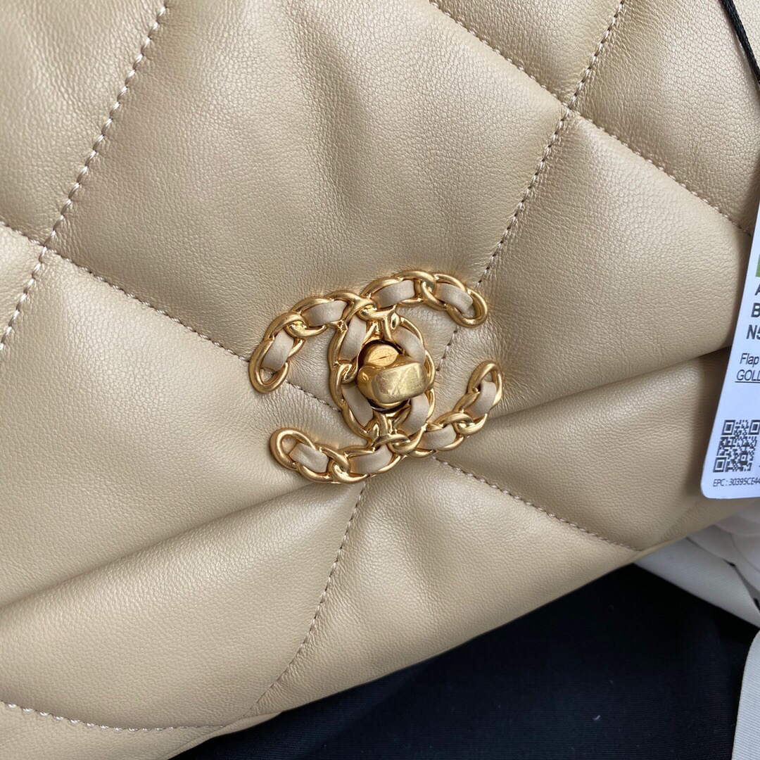 Chanel As1160 Chanel 19 Handbag Flap Lambskin B04852 94305 Apricot - Default Title - View 3