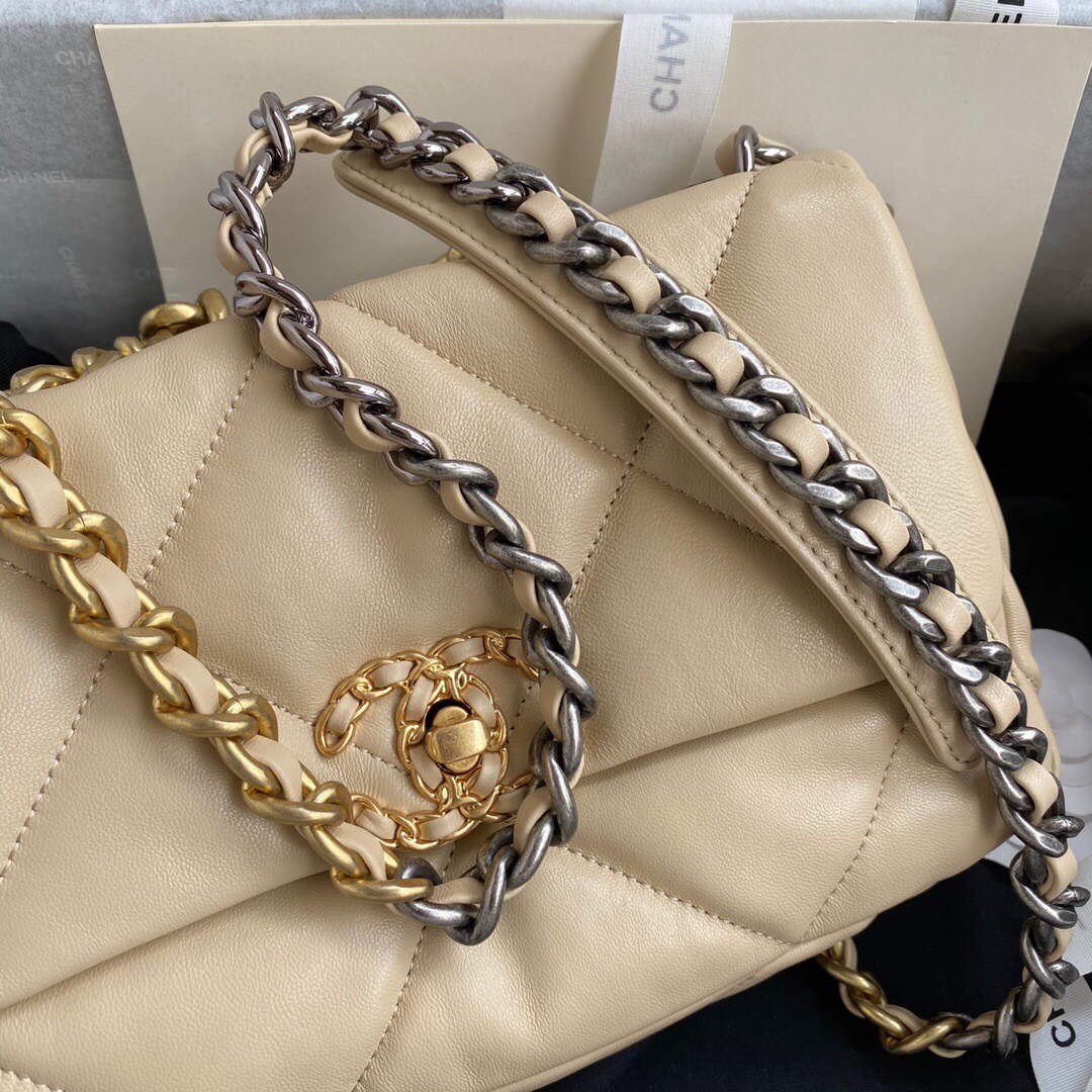 Chanel As1160 Chanel 19 Handbag Flap Lambskin B04852 94305 Apricot - Default Title - View 4