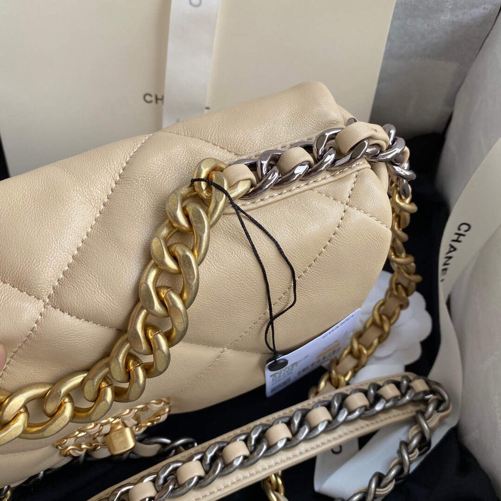 Chanel As1160 Chanel 19 Handbag Flap Lambskin B04852 94305 Apricot