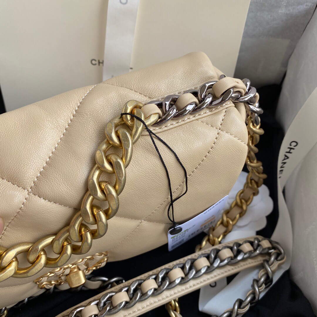 Chanel As1160 Chanel 19 Handbag Flap Lambskin B04852 94305 Apricot