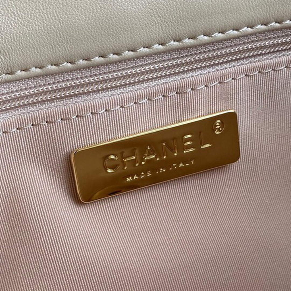 Chanel As1160 Chanel 19 Handbag Flap Lambskin B04852 94305 Apricot