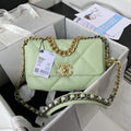 Chanel As1160 Chanel 19 Handbag Flap Lambskin B04852 94305 Green Gold - Default Title - View 1