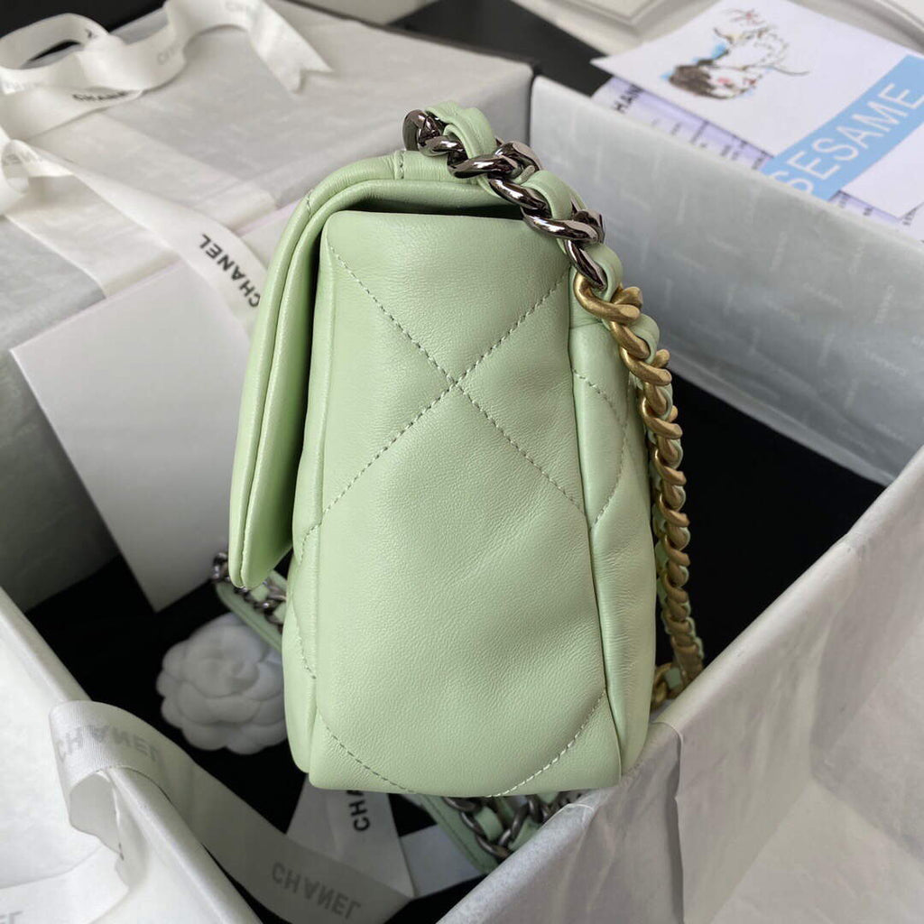 Chanel As1160 Chanel 19 Handbag Flap Lambskin B04852 94305 Green Gold
